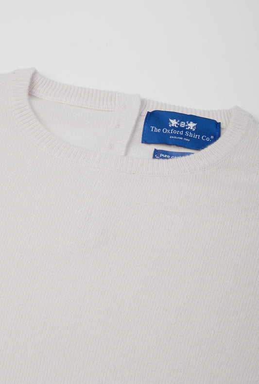 Women’s cashmere crew neck jumper in Ecru.