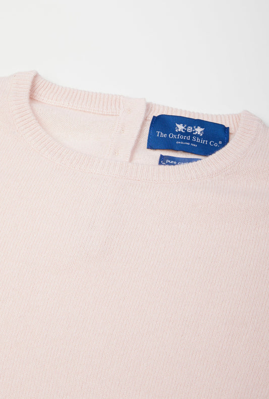 Women’s cashmere crew neck jumper in Pastel Pink.