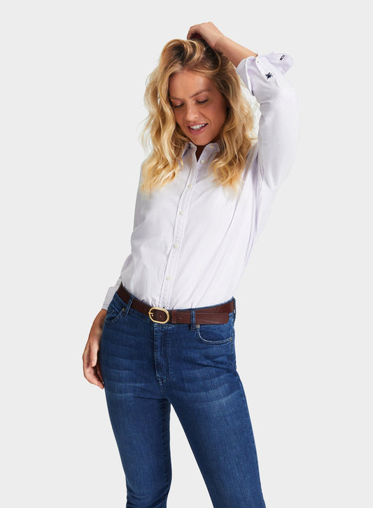 Women’s classic Oxford shirt in Lilac Stripe.