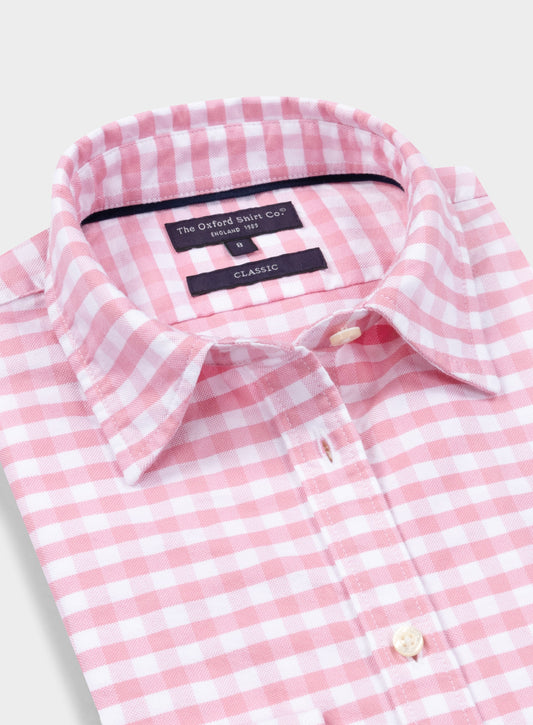 Women’s classic Oxford shirt in Pink Check.