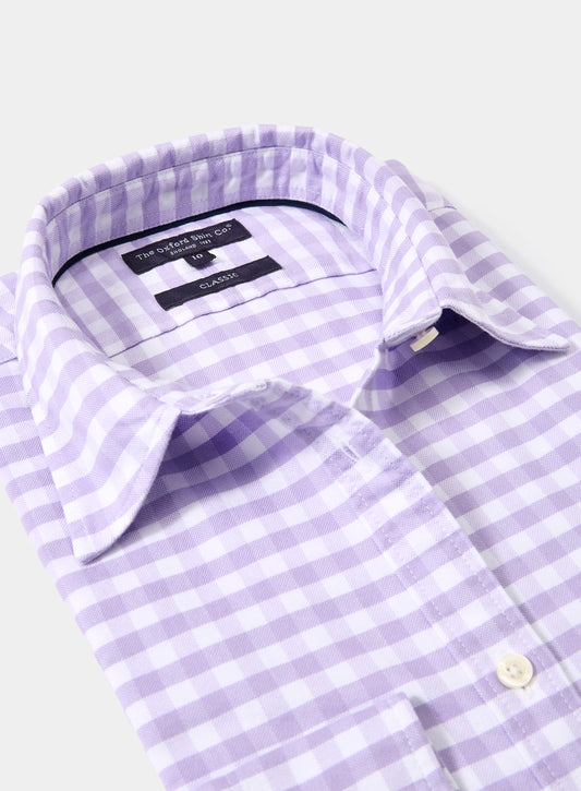 Women’s classic Oxford shirt in Purple Check.