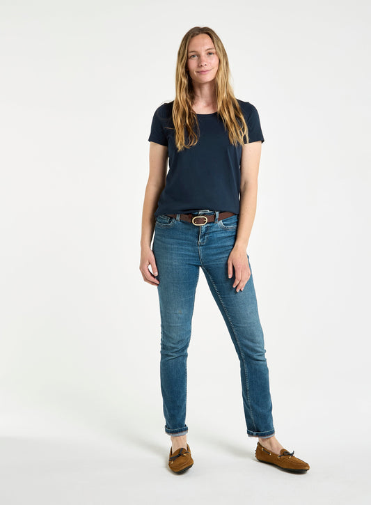 Womens Classic Scoop Neck Short - Sleeved T-Shirt in Navy