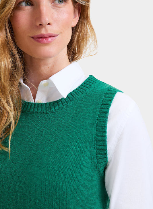 Women’s knitted vest in Green.