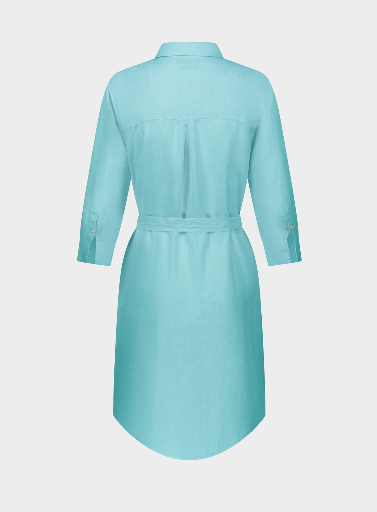 Women’s linen shirt dress in Aqua.