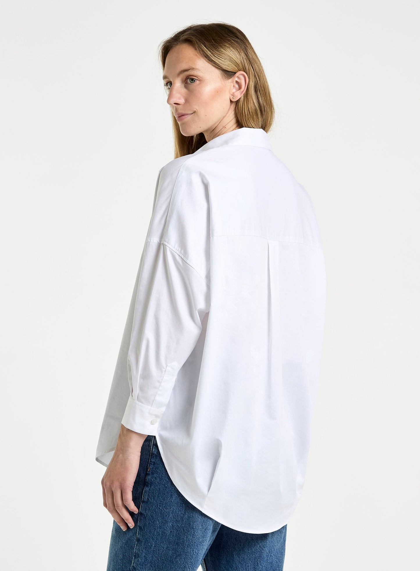 Womens Open Collar Blouse - White