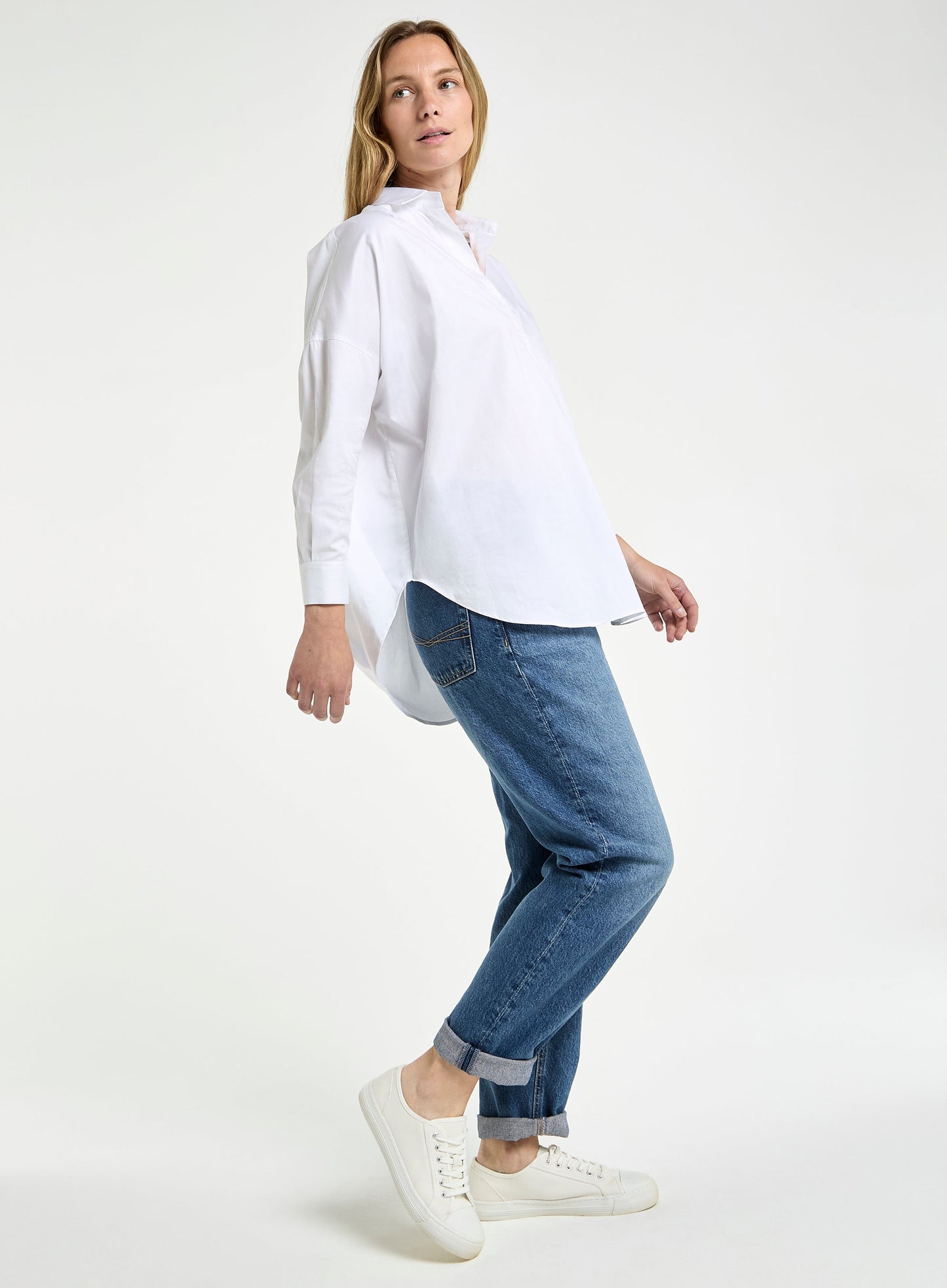 Womens Open Collar Blouse - White