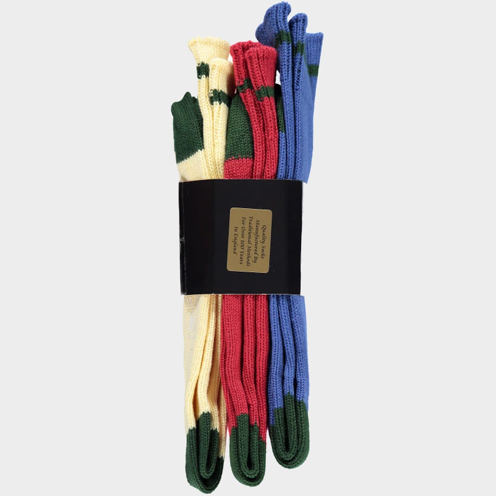 3 Pack of Socks in Green Contrast
