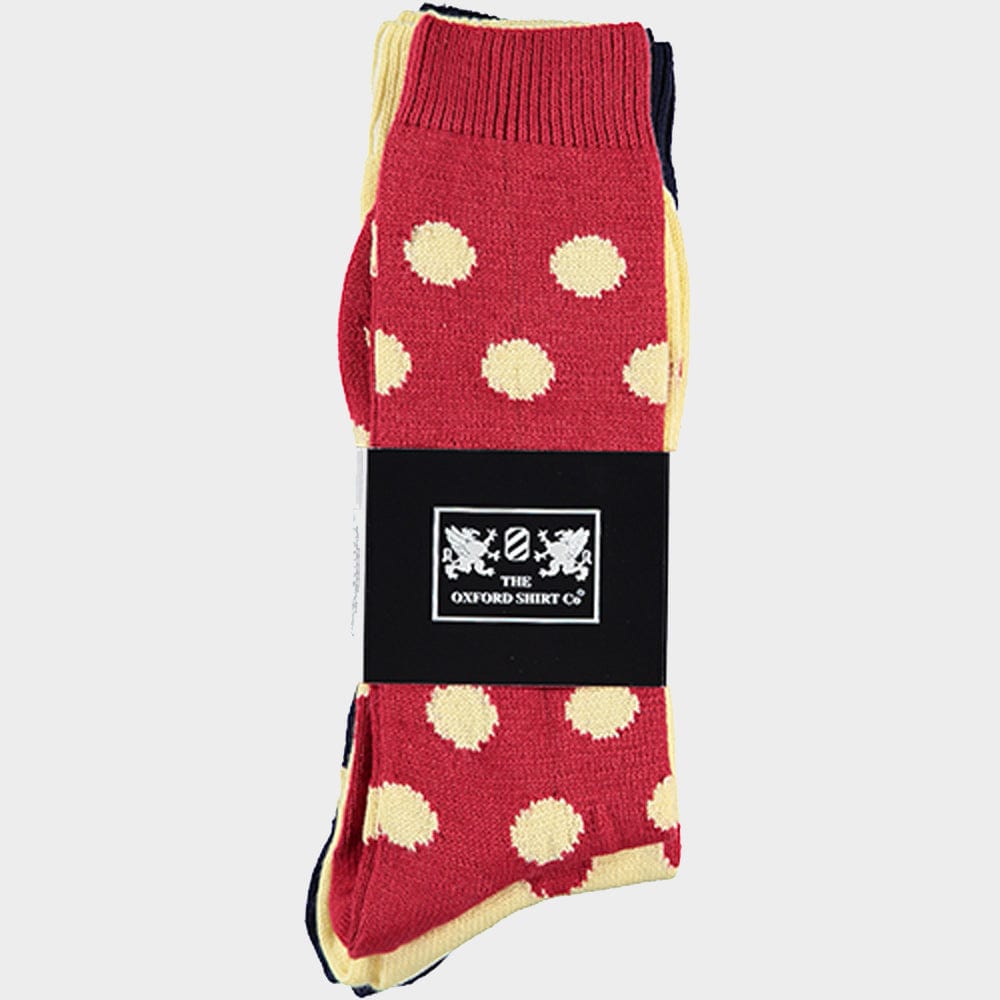 Mens 3 Pack of Socks in Yellow Spots Oxford Shirt Co