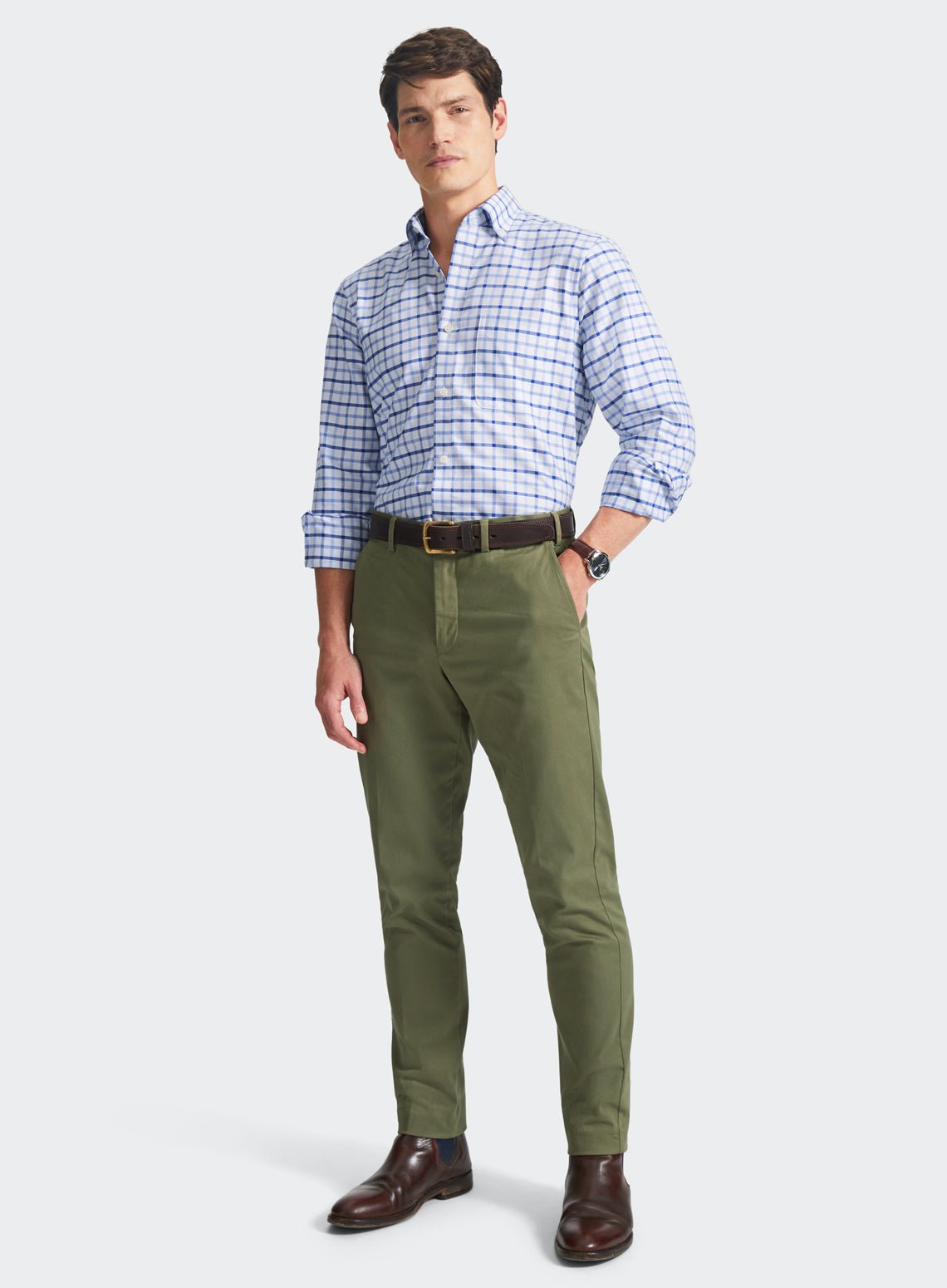 Button Down Shirt in Multi Blue Check