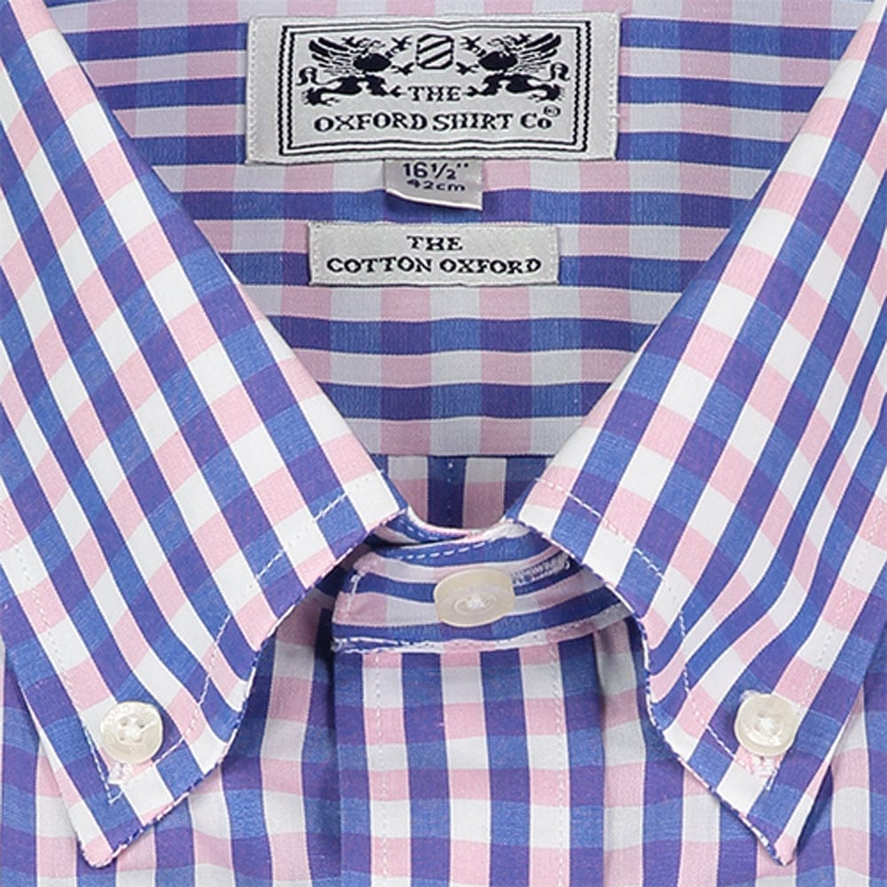 Button Down Shirt in Pink and Navy Check