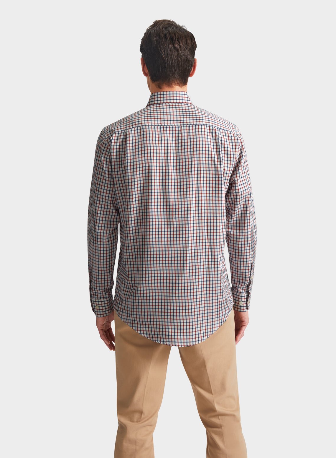 Button Down Tattersall Shirt in Red and Navy Check