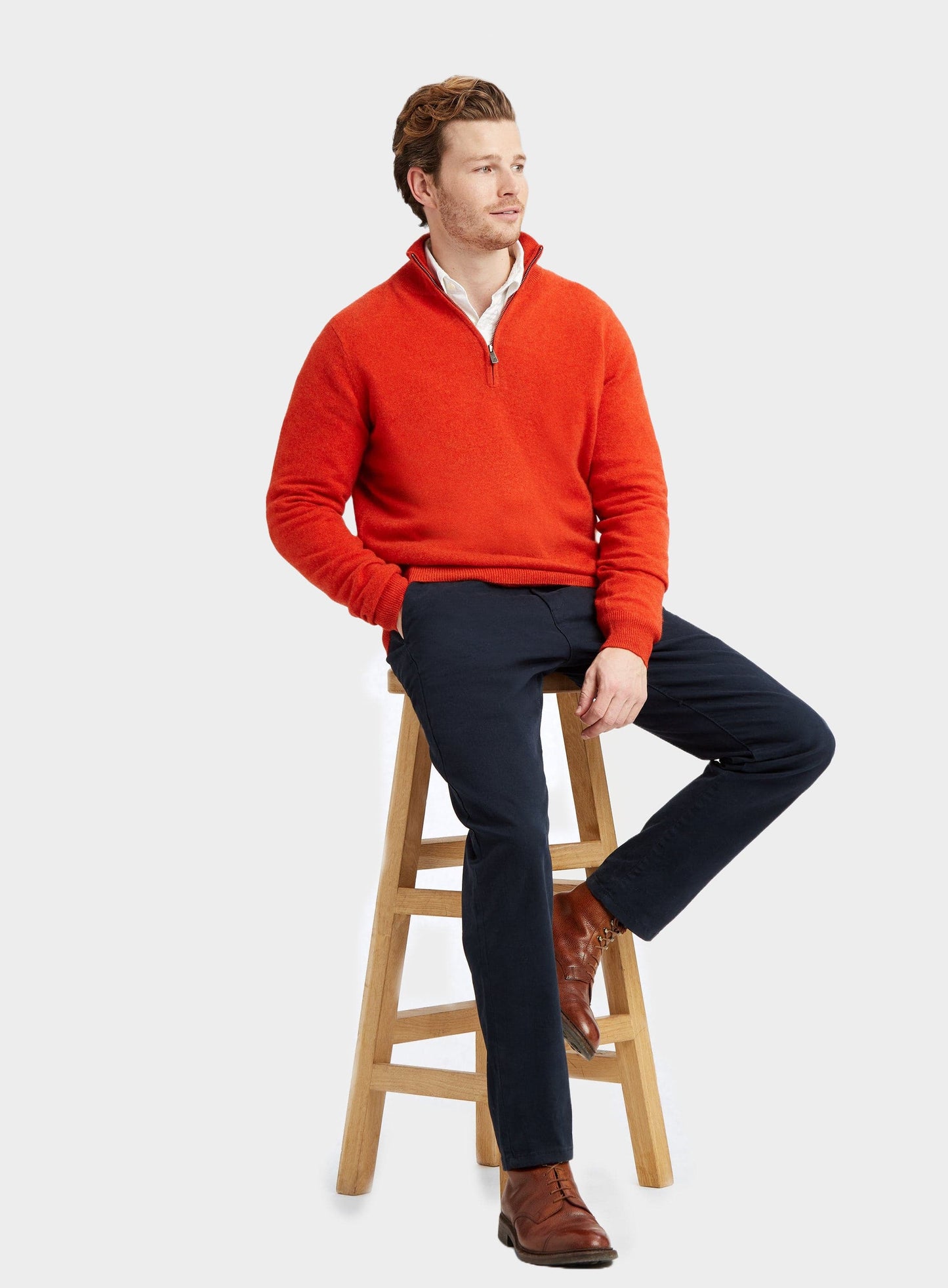 Cashmere 1/4 Zip in Rust