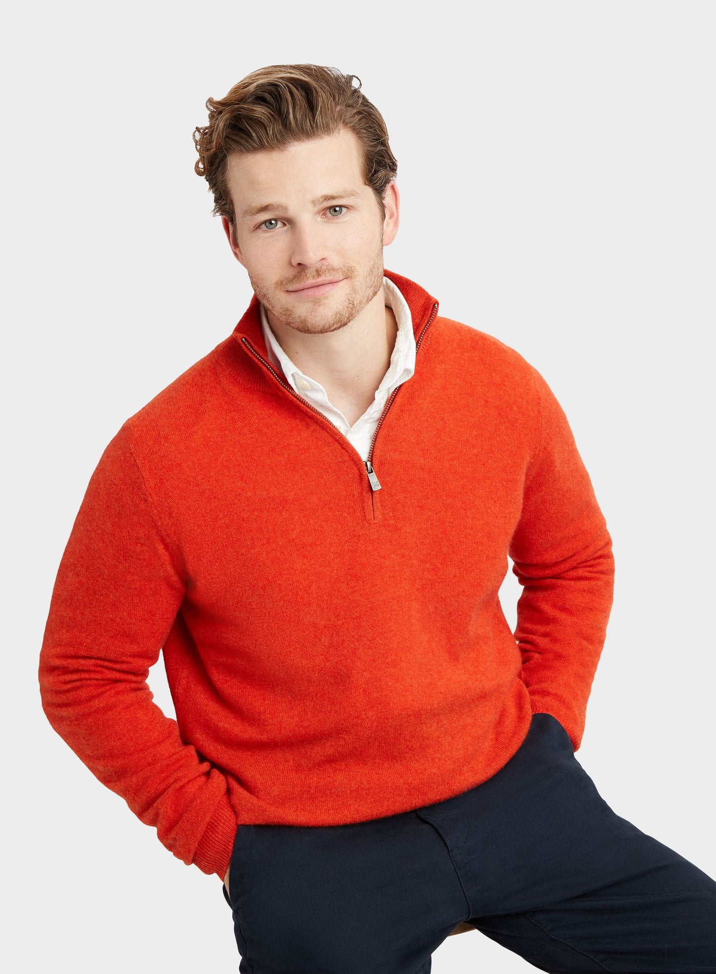 Cashmere 1/4 Zip in Rust
