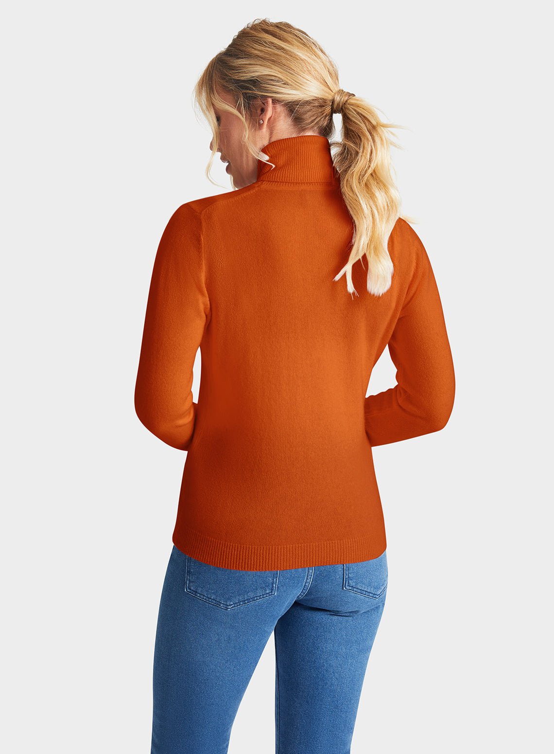 Cashmere Roll Neck in Rust
