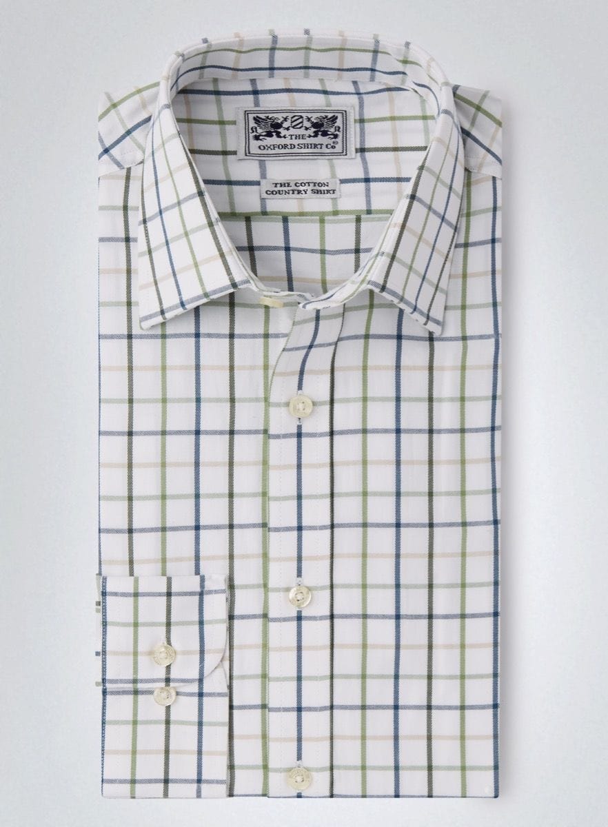 Classic Tattersall Shirt in Blue and Green Check