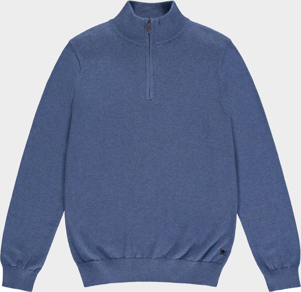 Cotton Cashmere 1/4 Zip in Harbour Blue