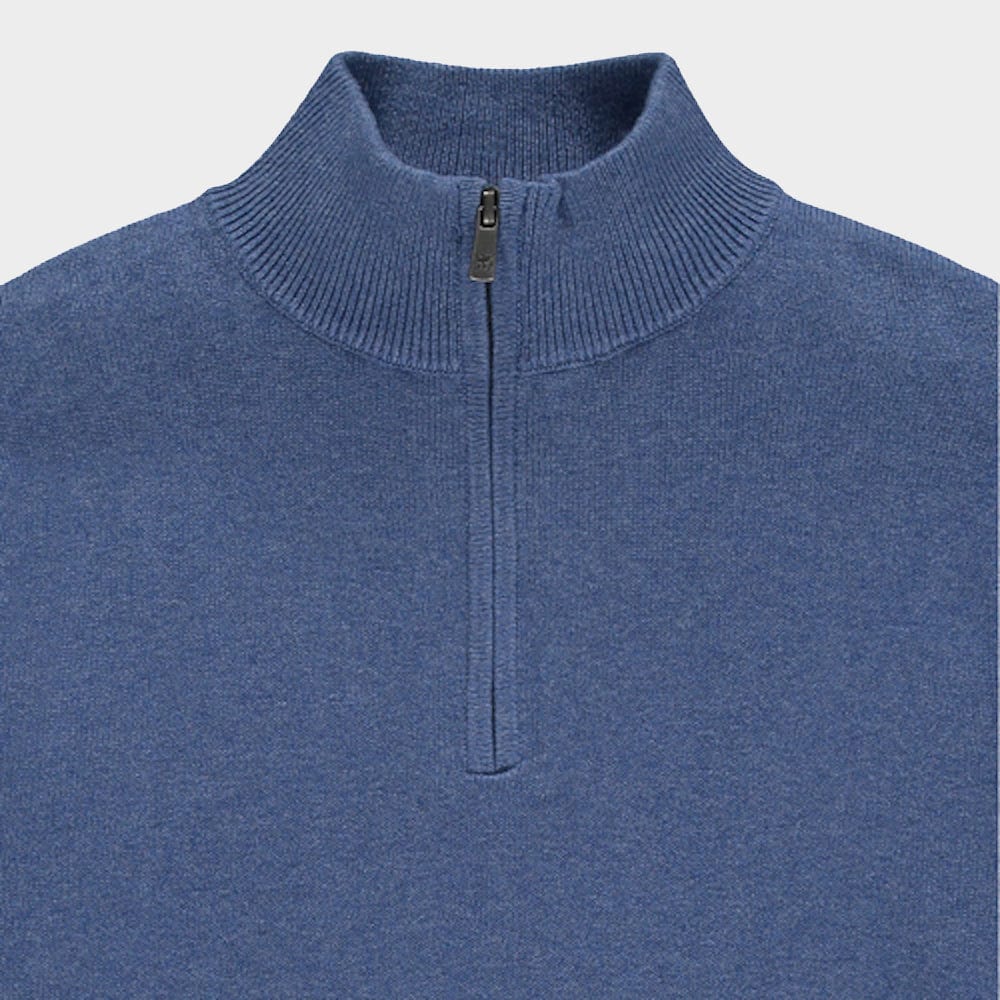 Cotton Cashmere 1/4 Zip in Harbour Blue