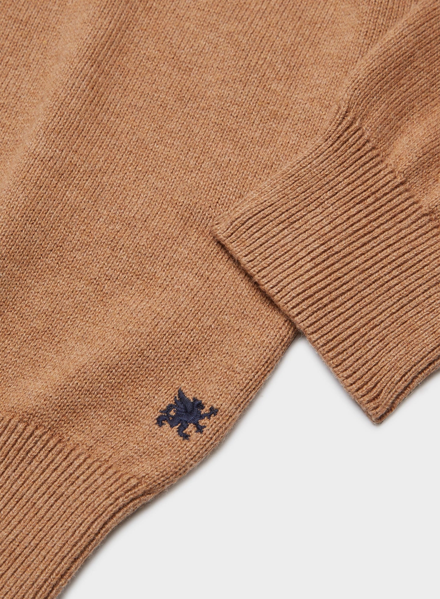 Cotton Cashmere 1/4 Zip in Light Brown