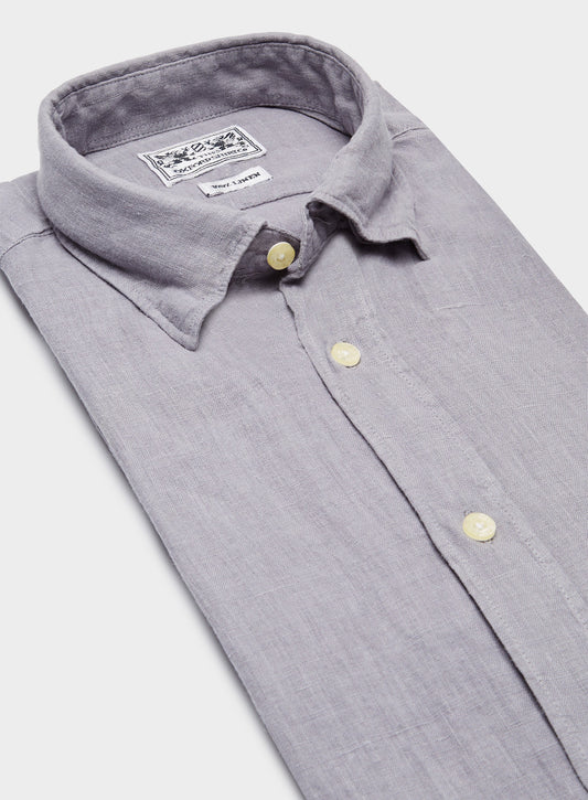 Tailored Fit Linen Shirt in Grey
