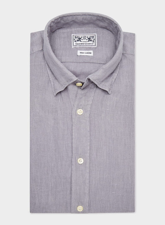 Tailored Fit Linen Shirt in Grey