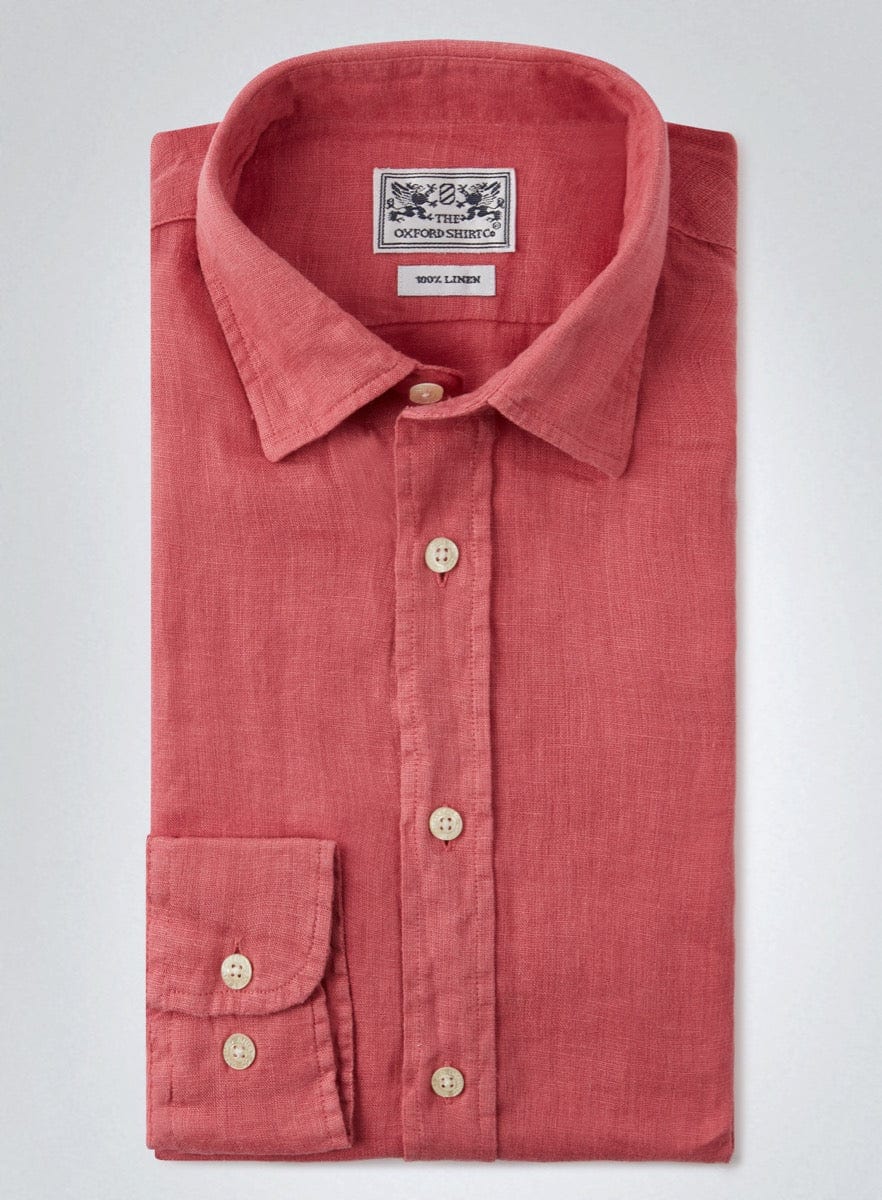 Tailored Fit Linen Shirt in Strawberry