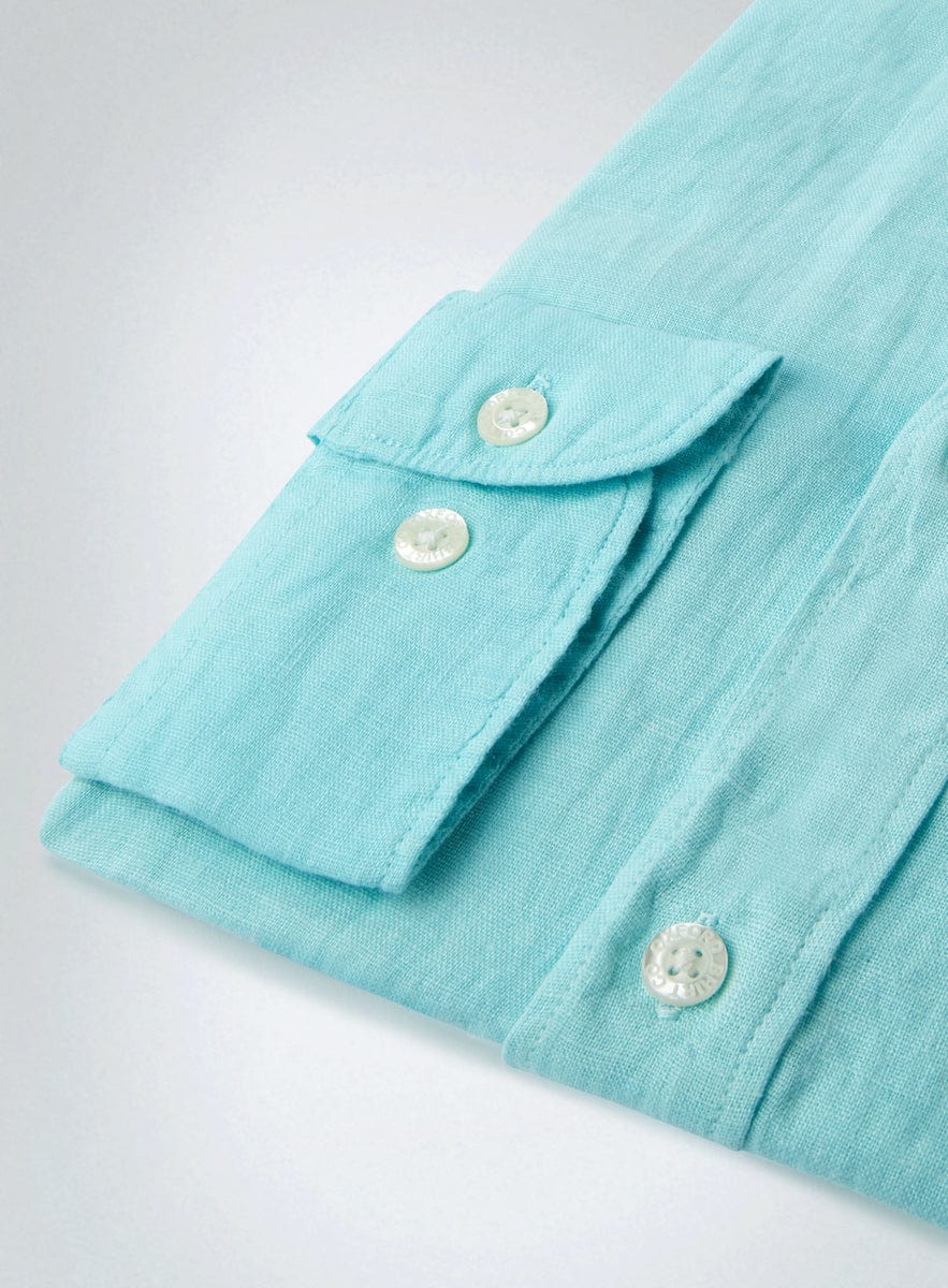 Womens Linen Shirt in Aqua