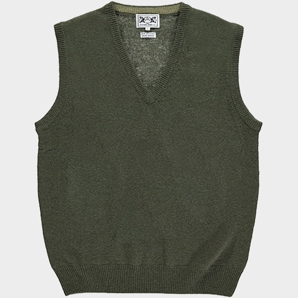 Wool Sleeveless V Neck in Olive