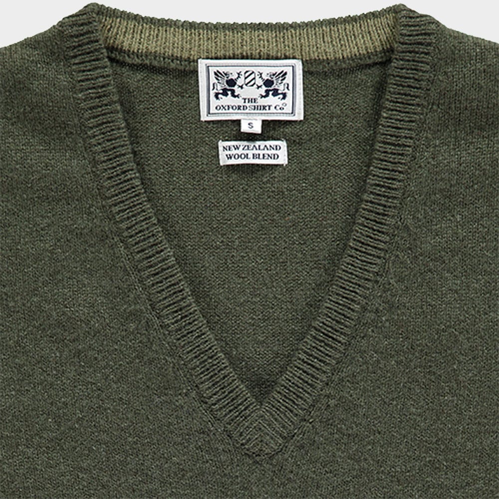 Wool Sleeveless V Neck in Olive