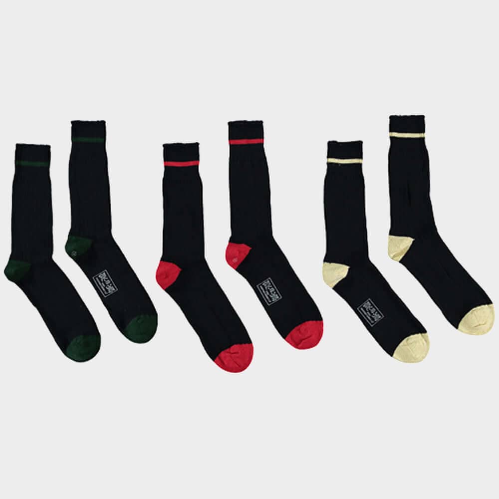 3 Pack of Socks in Black Contrast