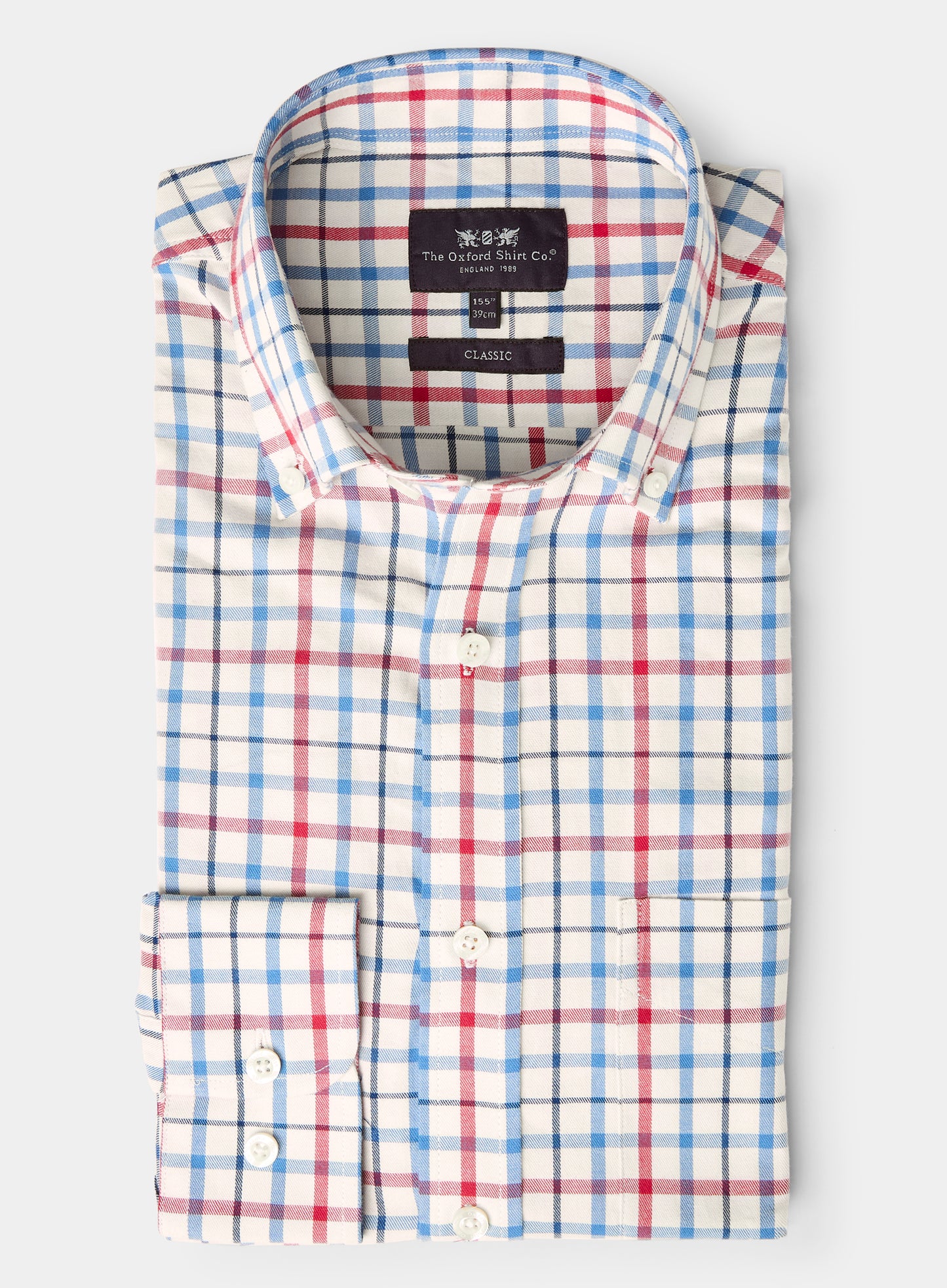 Button Down Tattersall Shirt - Red and Blue Check