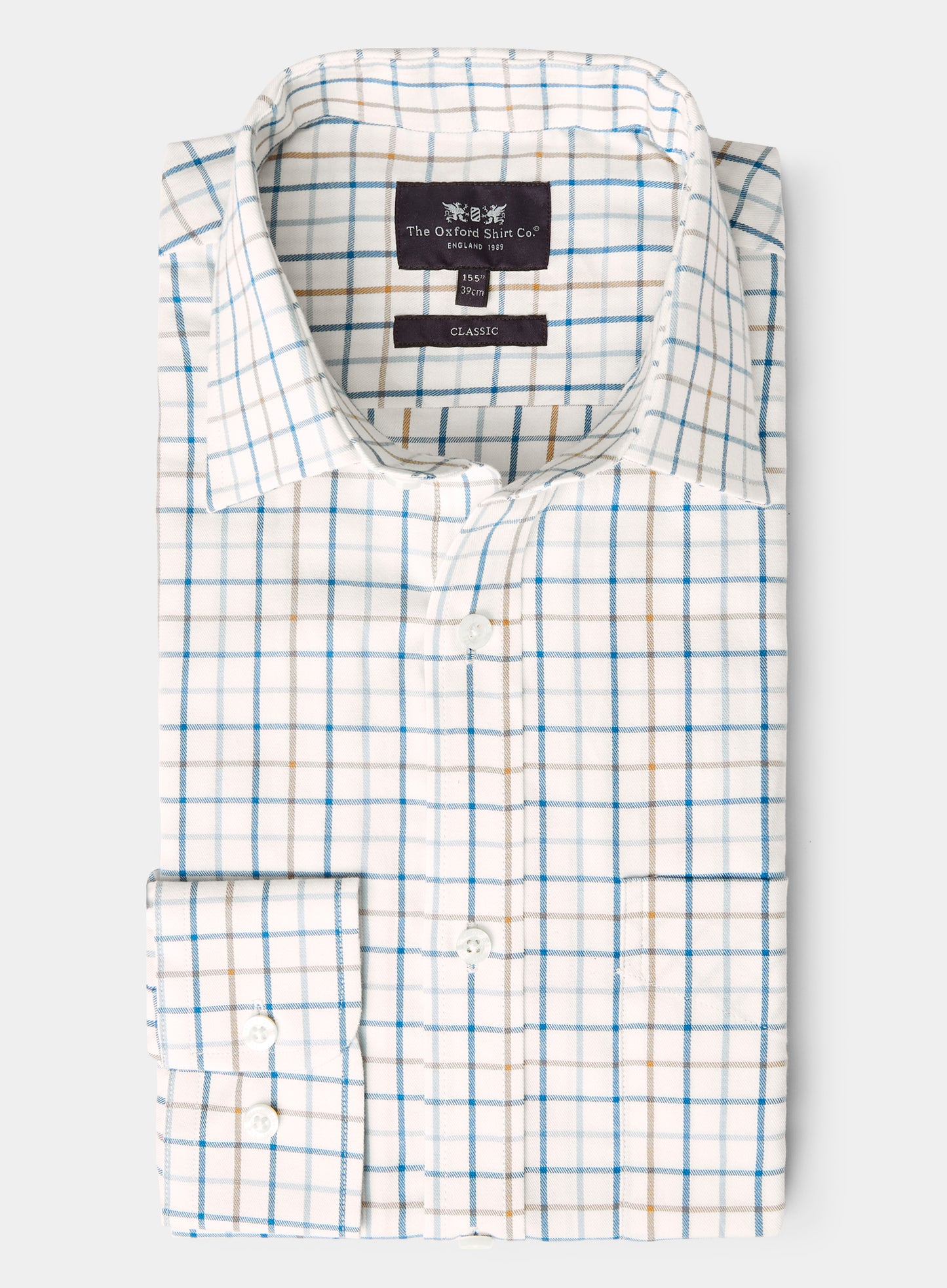 Classic Tattersall Shirt - Beige and Navy Check