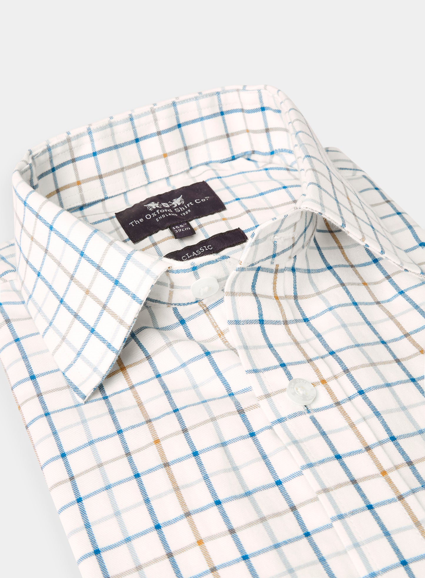 Classic Tattersall Shirt - Beige and Navy Check