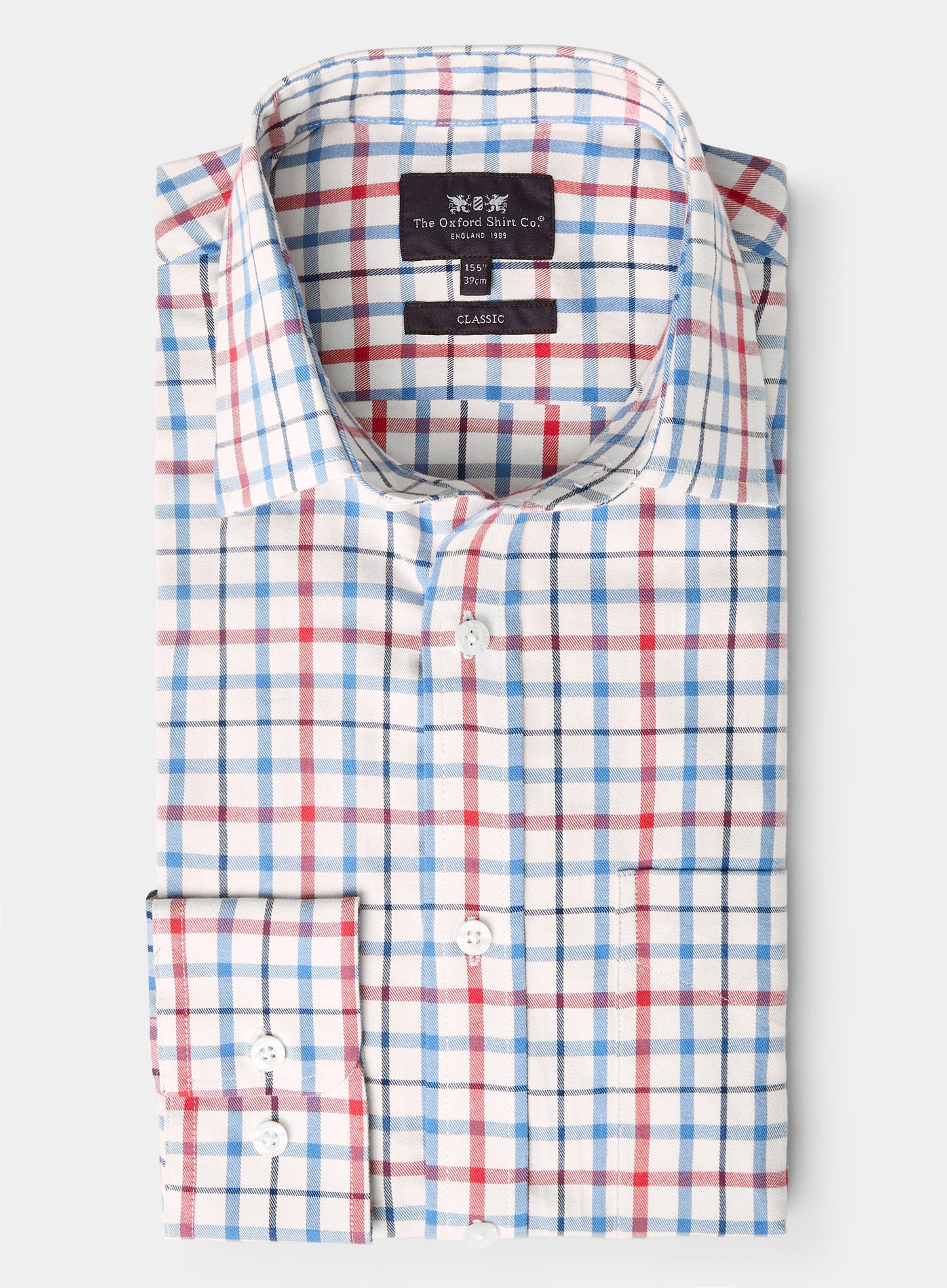 Classic Tattersall Shirt in Red and Blue Check