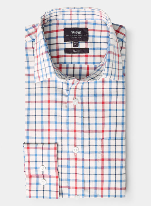 Classic Tattersall Shirt in Red and Blue Check