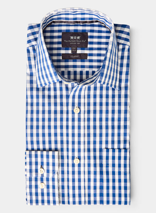 Classic Cotton Poplin Shirt - Navy Check
