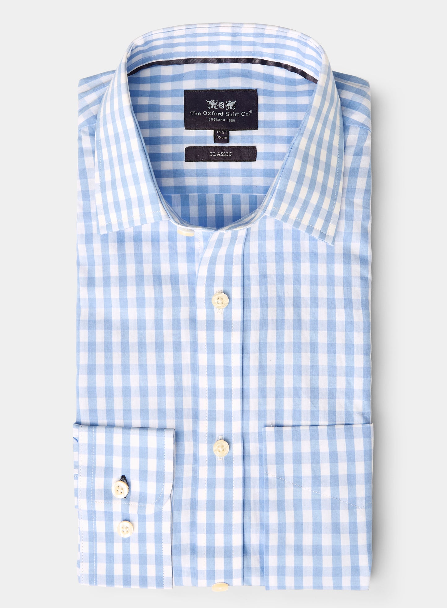 Classic Cotton Poplin Shirt - Blue Check