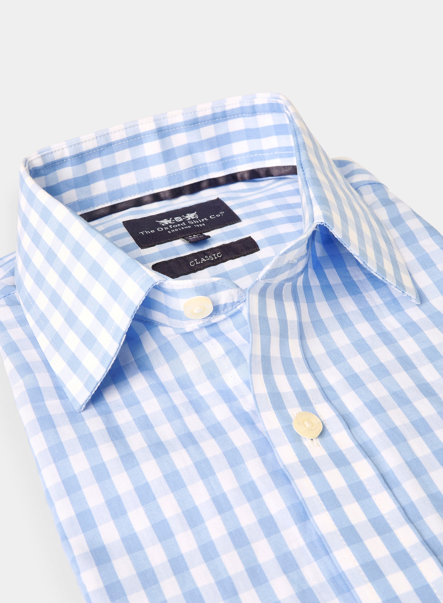 Classic Cotton Poplin Shirt - Blue Check