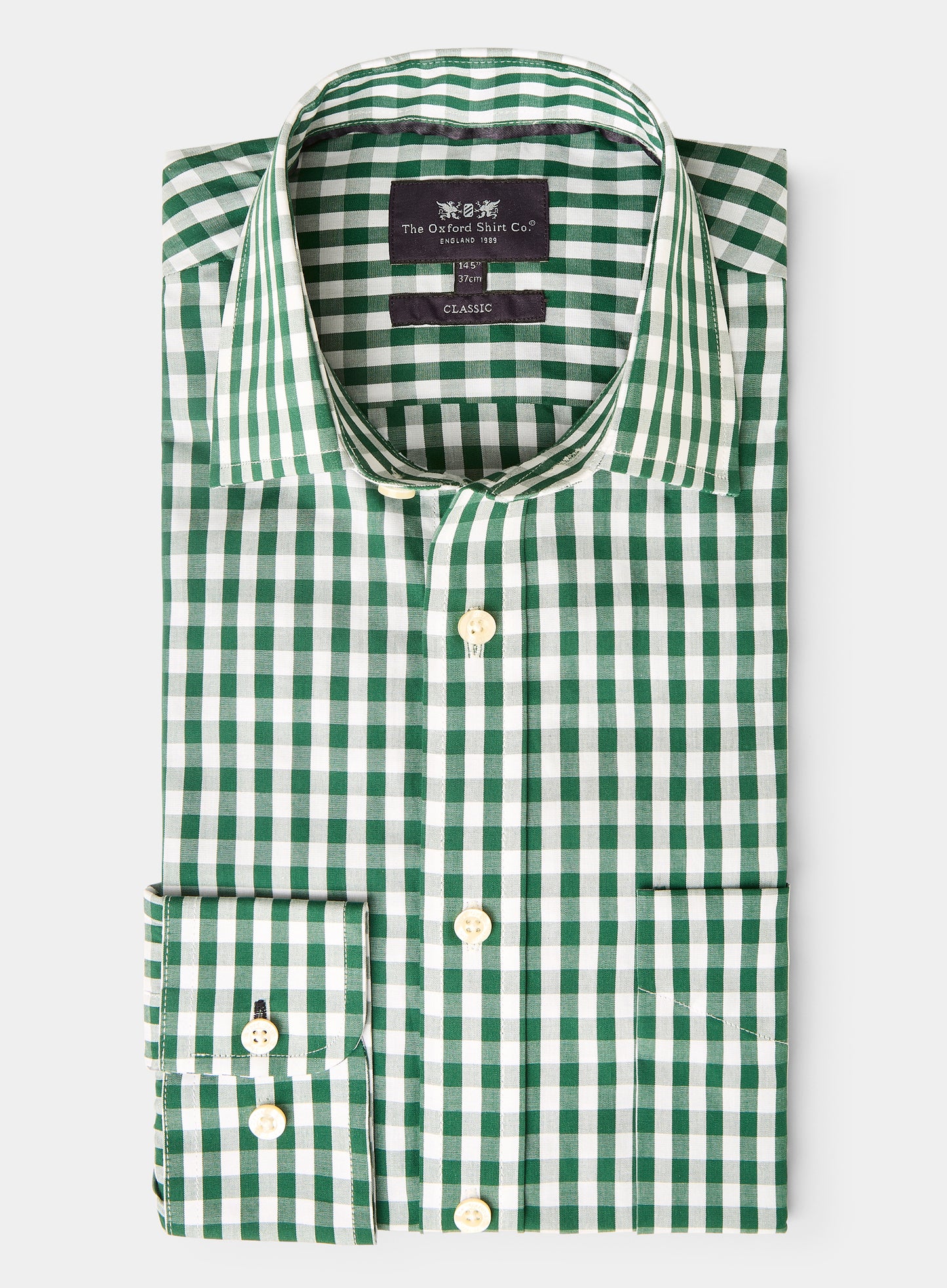 Classic Cotton Poplin Shirt - Green Check