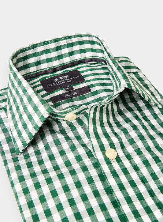 Classic Cotton Poplin Shirt - Green Check