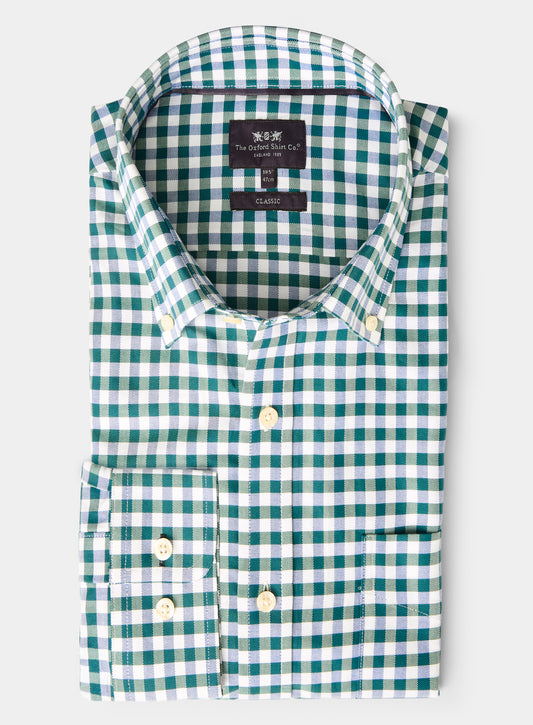 Button Down Shirt - Green and Navy Check