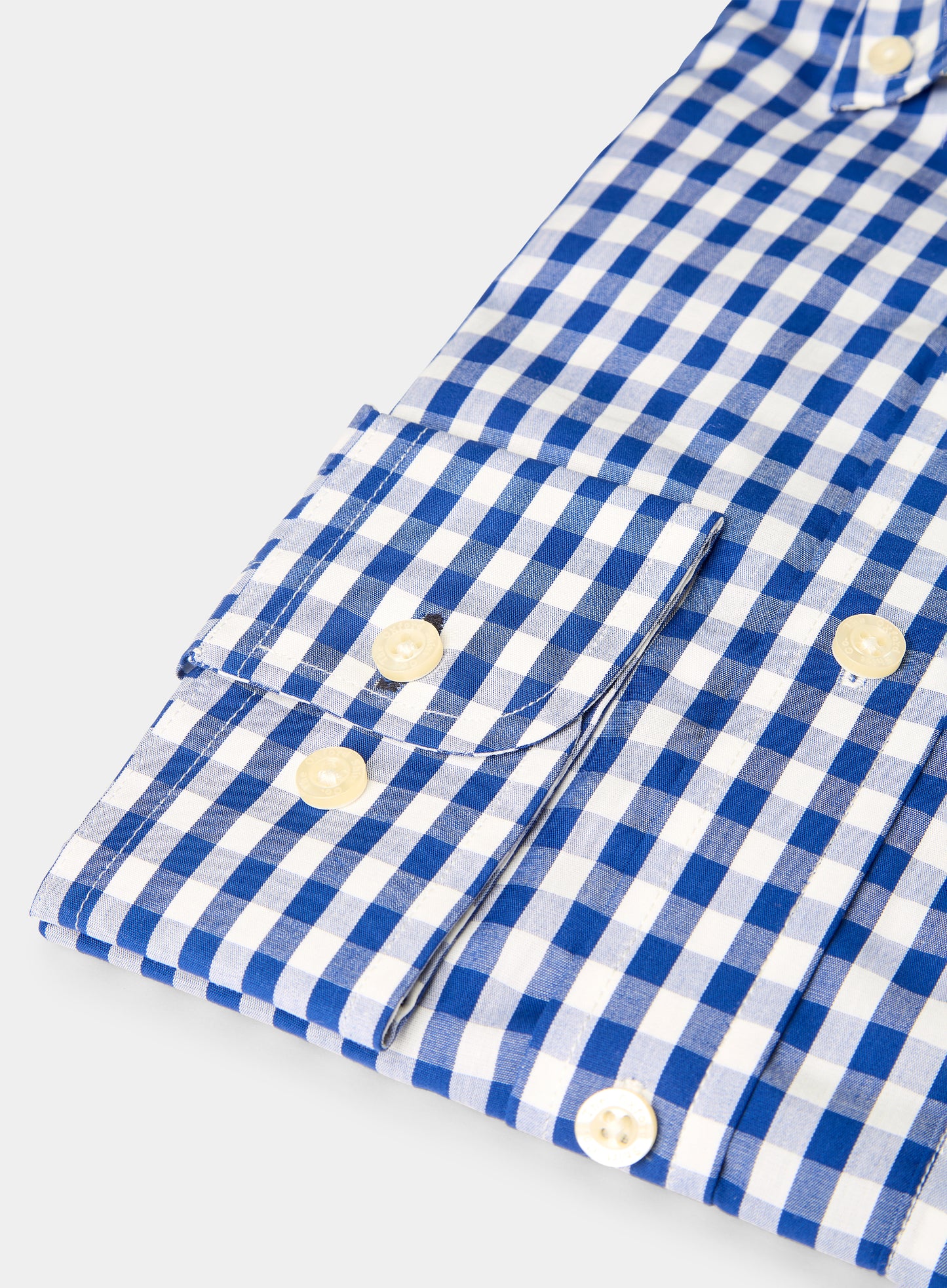Button Down Cotton Poplin Shirt - Navy Check