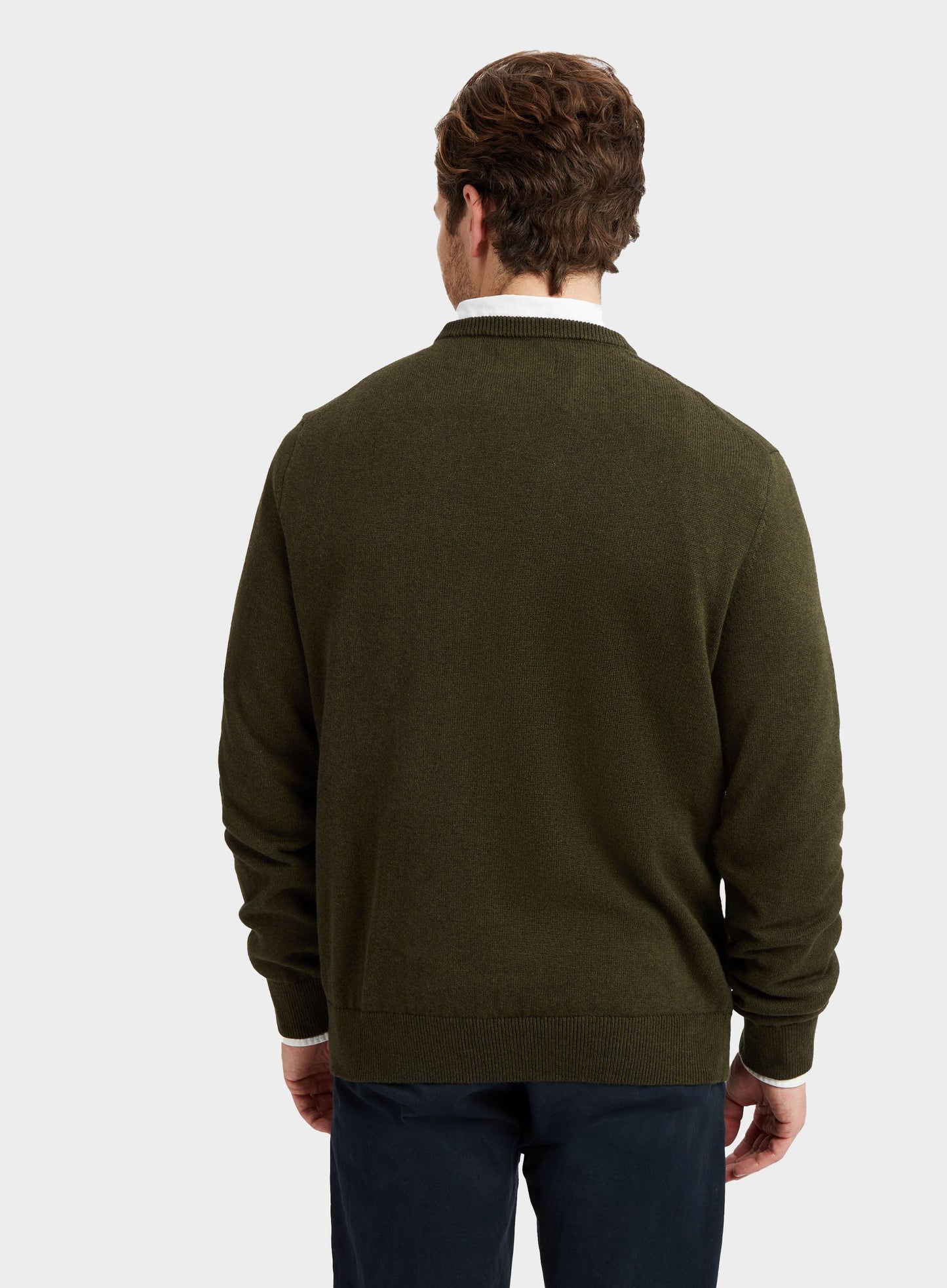 Cotton Cashmere Crew Neck in Olive