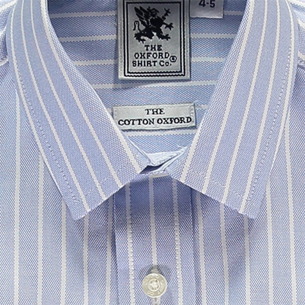 "Kids Classic Shirt in Blue and White Stripe - Oxford Shirt Co."