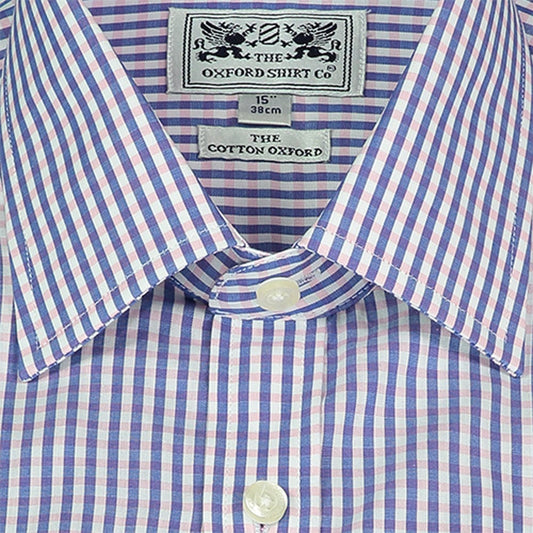 "Classic Shirt in Navy and Pink Gingham"