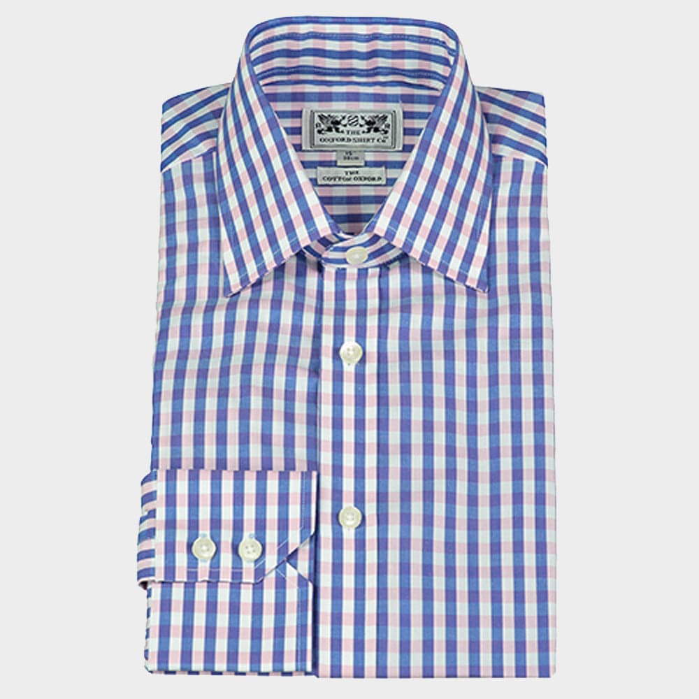 "Classic Shirt in Pink and Navy Check"