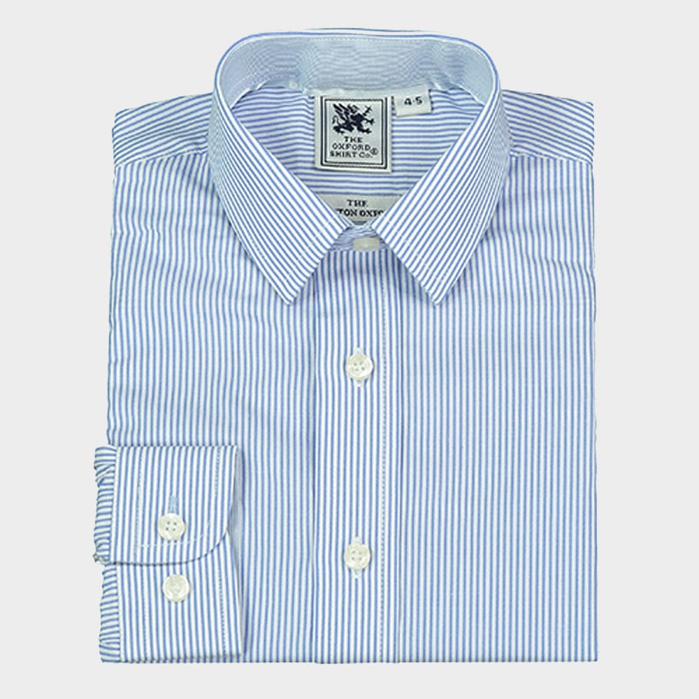 "Kids Classic Shirt in Blue Stripe - Oxford Shirt Co."