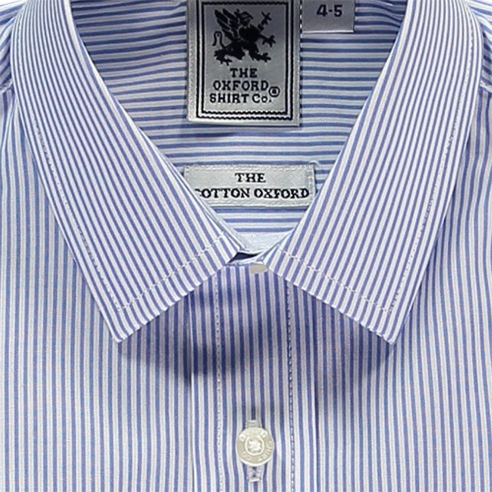 "Kids Classic Shirt in Blue Stripe - Oxford Shirt Co."