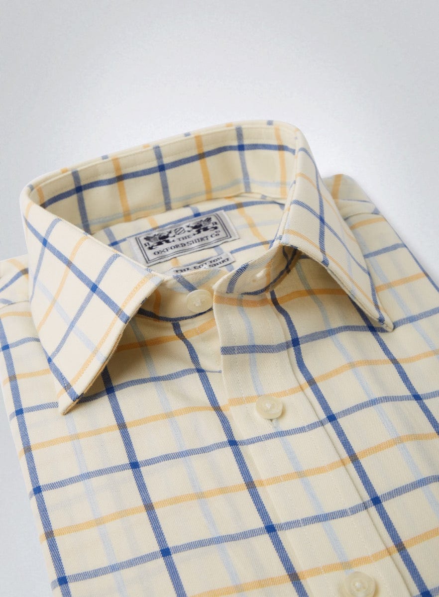 "Classic Tattersall Shirt in Yellow and Blue Check"