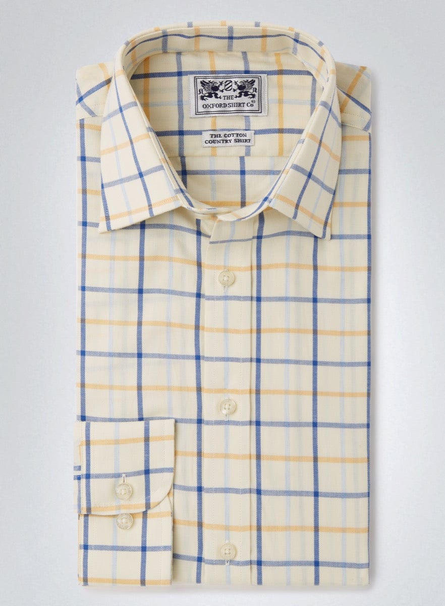 "Classic Tattersall Shirt in Yellow and Blue Check"