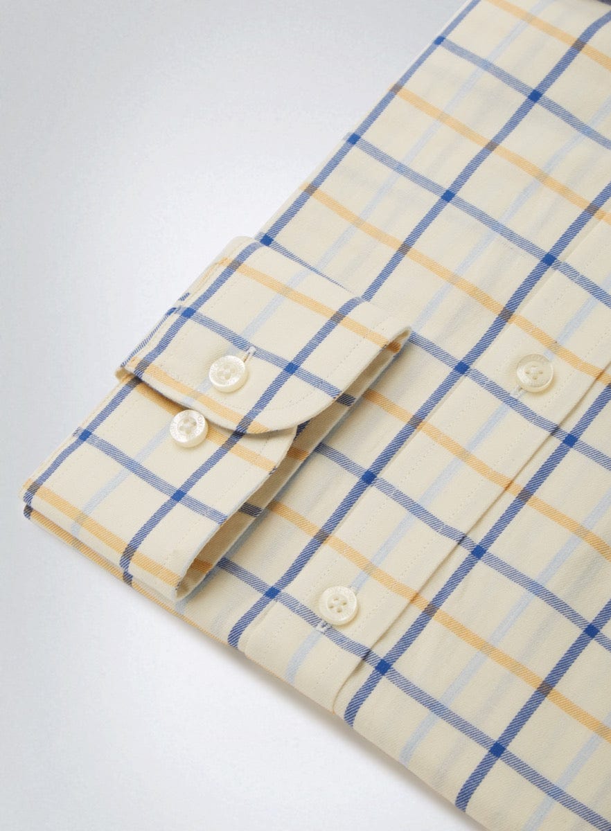 "Classic Tattersall Shirt in Yellow and Blue Check"